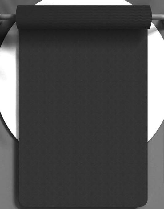 Premium TPE Yoga Mat 6mm Info Swipe – Eco-Friendly Non-Slip, Odor-Free, Lightweight & Durable | SGS Tested, REACH Compliant, GRS Certified | 72"x24" with Carrying Strap - color: Black
