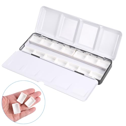 PATIKIL Empty Watercolor Palette, Metal Watercolor Tin with 14pcs Full Pans Paint Case with Lid Paint Box for Travel Gouache Oil Painting, Black 14 Wells - color: Black, style: 14 Wells