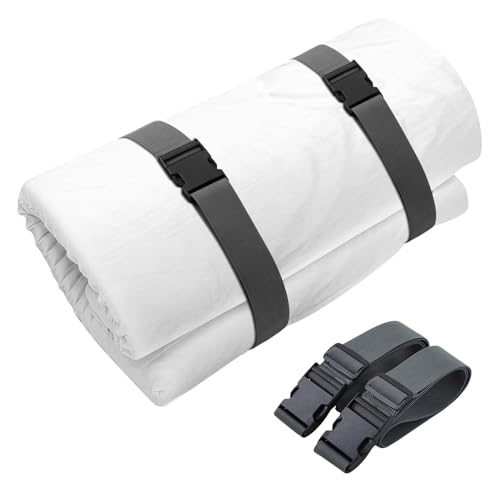 2 Pack Adjustable Mattress Topper Straps, 60 x 2 Inch, Fits Twin & Full | Dark Gray Packing Straps With Secure Buckles, Mattress Moving, Storage And Transport - color: Dark Gray, size: Twin & Full