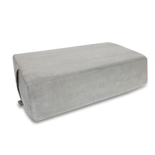 NGT new guide steps Yoga Bolster Pillow for Meditation and Support - 20"*12"*6" Rectangular Yoga Cushion Foam Wedges Washable Suede Pillowcase for Men and Women with Carry Handles. (Grey)