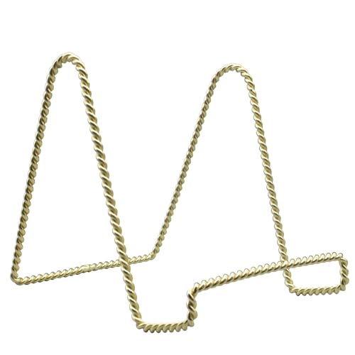 TRIPAR Decorative Twisted Wire Stand, Brass Display (6 Inch Depth) Tabletop Easel Sleek & Modern Look - Perfect for Books, Plates, Photos & More - color: Brass, size: 6 Inch