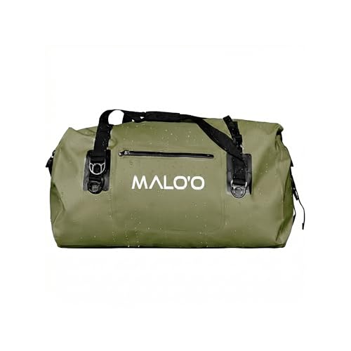 Malo’o Waterproof Dry Duffel, Heavy-Duty Roll Top Waterproof Gear Bag with Shoulder Strap & Molle Loops, Marine Duffel for Kayaking, Boating, Camping, Beach & Travel, Dark Green, 40L - color: Dark Green, size: 40L