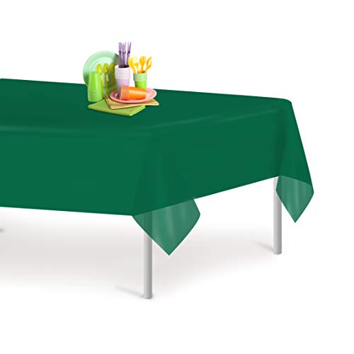 Dark Green 1 Pack Premium Disposable Plastic Tablecloth 54 Inch. x 108 Inch. Rectangle Table Cover - color: Dark Green, size: 1 Pack Rectangle