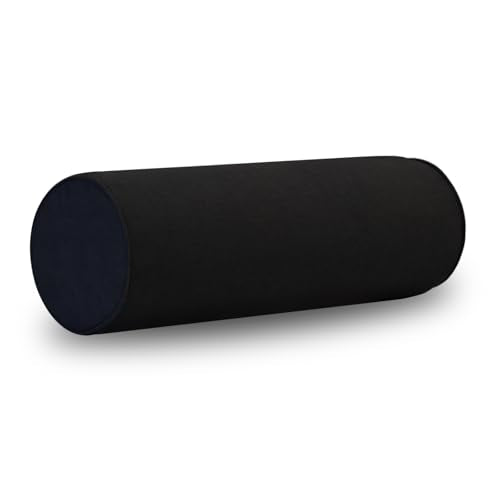 Cylinder Round Memory Foam Support Pillows Cervical Neck Roll Pillow with Pillowcase Soft, Comfortable and Breathable for Sleeping, Chair, Car, Sofa，Travel (Black, 18X6) - color: Black, size: 18x6