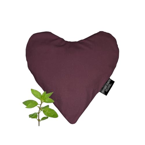 Mother Earth Pillows Small Heart-Shaped Flax Pillow for Natural Pain Relief, Warm or Cold Therapy, Herbal Aromatherapy Pillow (Eggplant - Refresh Herbal Blend) - color: Eggplant - Refresh Herbal Blend