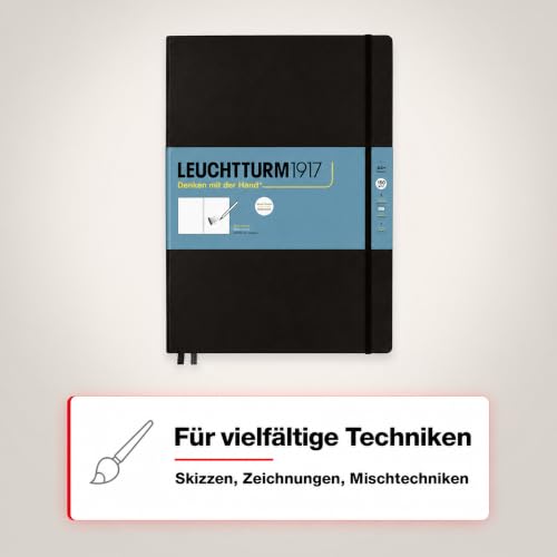 Leuchtturm1917 - Master A4 Hardcover Sketchbook (Black) - 112 Pages of 150g/m² Paper - color: Black, size: Master (A4+)