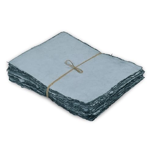 LEATHER VILLAGE Watercolor Paper- 7 X 10 inches - 20 Sheets Watercolor Paper for Drawing, Sketching, Painting & Crafts - 150 GSM Thick Deckle Edge Virgin Cotton Handmade Paper - Grey - color: Grey Toned, size: 7 X 10 Inch