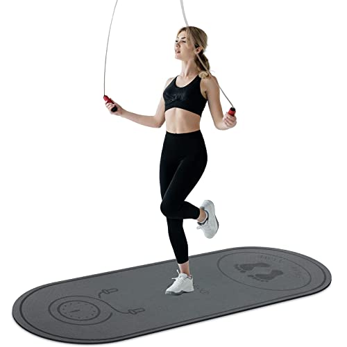 Jump Rope Mat 71"/63"x24" Larger Non-Slip Indoor Outdoor Exercise Fitness Mat, High-Density Workout Shock Absorption for Home Gym Flooring Concrete Jumping Rope - color: 71"x24"Grey