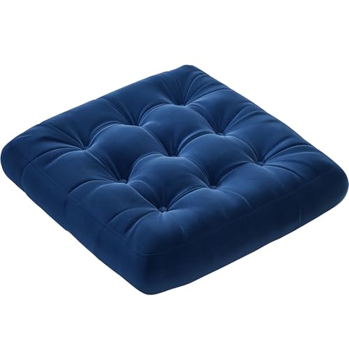Floor Pillow, Large Cushions Sitting for Adults, Square Floor Pillow for Meditation or Yoga, Cushion for Tatami, Bench Chair Cushion for Living Room 22"x22"x5" Inch, Dark Blue - color: Dark Blue