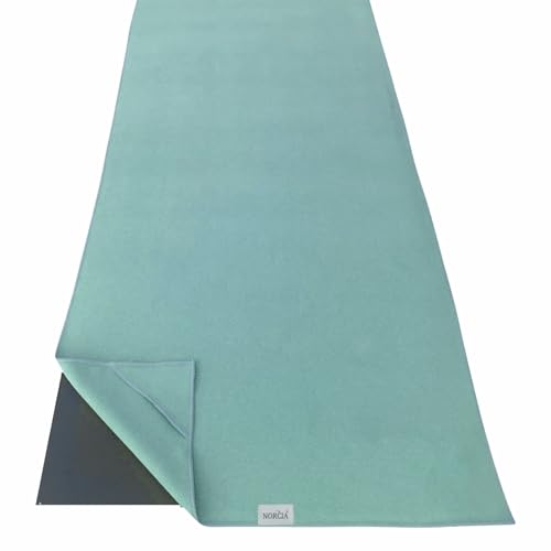 , Yoga Towel, Non Slip Hot Yoga Mat Towel with Corner Pockets, 100% Microfiber, Mat-Sized 24" x 72", Sweat Absorbent, Perfect for Hot Yoga, Bikram, Pilates and Yoga Mats (Aqua Blue) - color: Aqua Blue