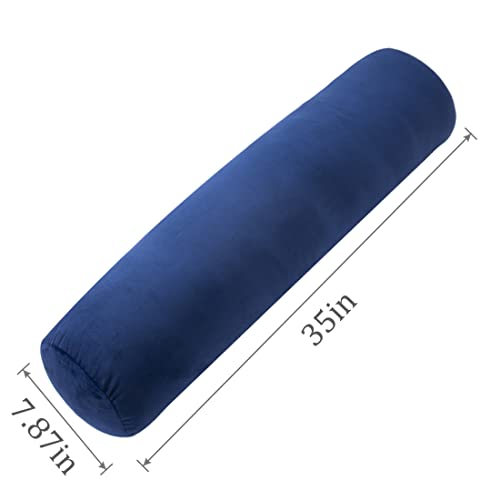 1 MIDDLE ONE Body Pillow for Adults, Bolster Pillow with Removable Velvet Cover, Long Round Cervical Roll Pillow, 35 x 7.87 Inches, Blue - color: Blue, size: 35 inch