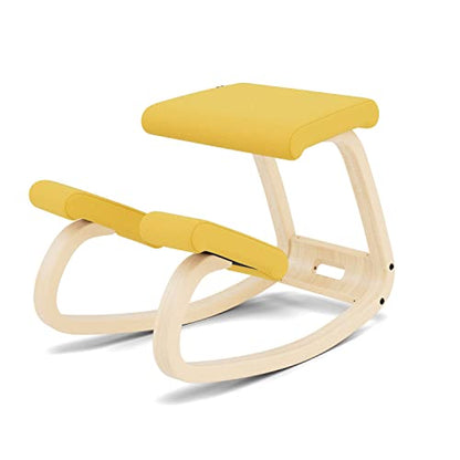 Varier Ergonomic Kneeling Chair, Rocking Knee Stool for Home Office Desk - color: Natural/Yellow