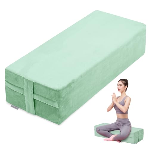 GOFORIT Yoga Bolster Pillow for Meditation and Support，Rectangular Meditation Pillow for Restorative Yoga，26.5"X9.5" X6" - color: Green