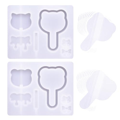 Resin Shaker Molds Lolipop Kitty and Bear Kits Set with Matching Films - color: Lolipop Kitty & Bear
