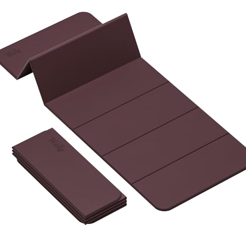 WEILA 1/2 Inch 70"x24" Foldable TPE Yoga Mat, Thick Non Slip Pilates Mat - color: Wine Red