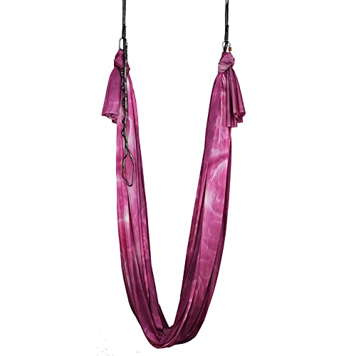 Aerial Yoga Hammock Aerial Pilates Silk Yoga Swing Set Inversion Equipment include daisy Chain, Pose Guide 5.5 yards - color: Stone flower