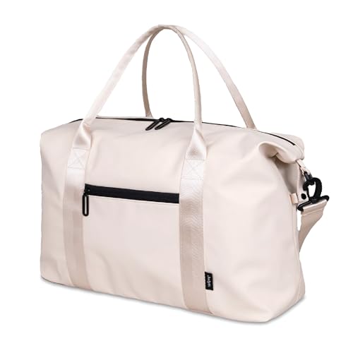 Jadyn Lola Travel Bag, Weekender/Overnight Duffel, Gym Tote Bag for Women, Men - color: Cream
