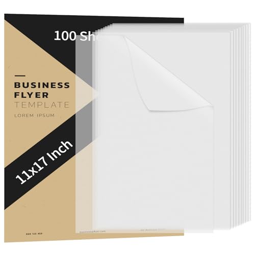 100 PCS 11x17 Inch Translucent Vellum Paper 60 GSM Drafting Vellum Tracing Paper Sheets White Translucent Invitation Paper for Drawing Sketching Wedding Architecture Building Ink (Can't Print) - color: clear