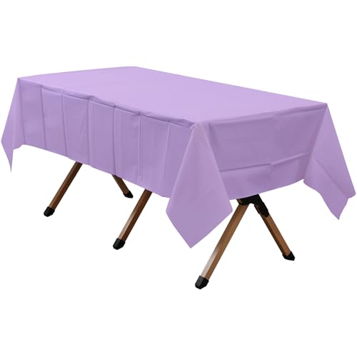 2 Pack Lavender Premium Plastic Tablecloth Rectangle 54 x 108 Inches Reusable Lilac Mauve Decorative Table Cover for Dining, Wedding, Party, Indoor and Outdoor use - color: C01 Lavender, size: Rectangle 54"x108"