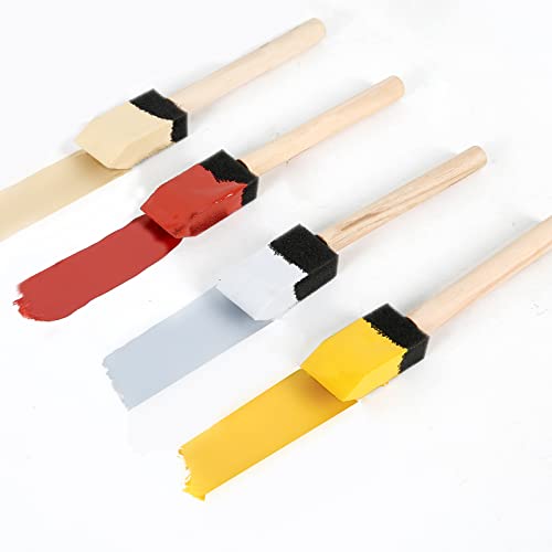 Mister Rui 50-Pack 1 Inch Sponge Paint Brushes with Wood Handles | High-Absorbency Foam Brushes for All Paints, Stains & Varnishes. Smooth, Drip-Free on Crafts, Furniture & Touch-Ups - color: Foam Brush Set | Pack of 50