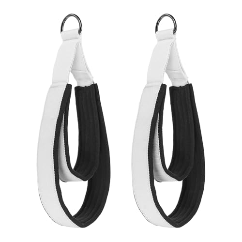 Pilates Double Loop Strap, D-Ring Padded Fitness Strap Pilates Handle Exercise - color: White