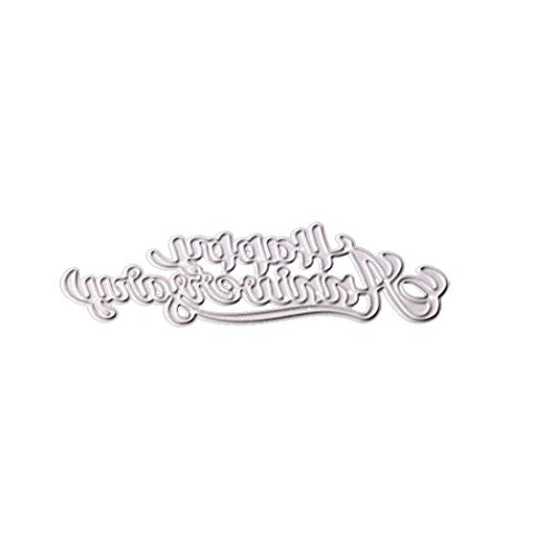 Letter Thank You Mr&Mrs Best Wishes Happy Anniversary Heart Metal Cutting Dies Stencil DIY Scrapbooking Embossing Tool DIY Paper Cards Album Decoration (Happy Anniversary) - style: Happy Anniversary