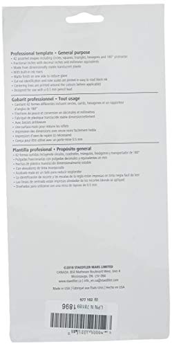 Staedtler Template, Geometric Shapes/Symbols, Protractor, Inch Scale, 9.5 x 5.5 Inches (977102)