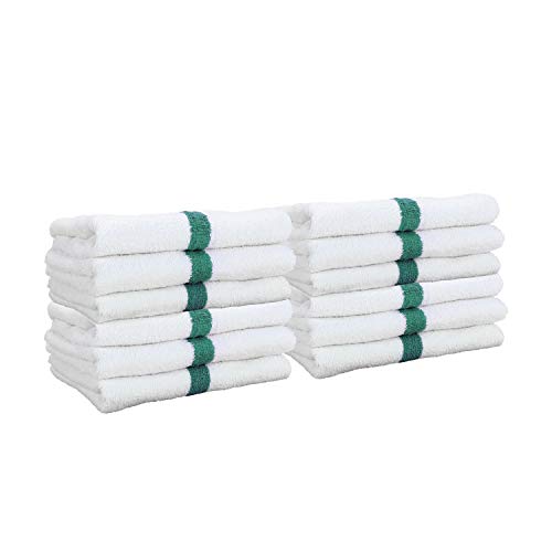 Arkwright White Hand Gym Towels - Pack of 12 - Bulk 100% Cotton Soft Quick Dry Sweat Absorbent Hotel Quality Towels for Workout, Bathroom, Spa, Pool, 16 x 27 in, Green - color: Green, size: 16 x 27 in. (Pack of 12)