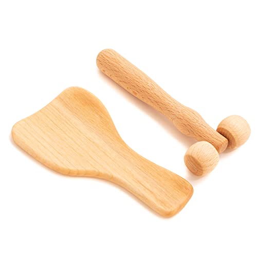 tuuli Body and Face Roller, Multi-Functional Wooden Massage Roller, Helps Ease Muscle Tension and Support Skin Health, Natural Face Massage Tools, Set of 2 (2 Piece Set C) - size: 2 piece set C