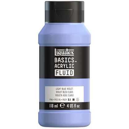 Liquitex BASICS Acrylic Fluid Paint, 4-oz Bottle, Light Blue Violet | Super Versatile, Fine Art Pigments; Fluid Consistency, Vibrant satin colors, Permanent, Lightfast, Water-Resistant Finish - color: Light Blue Violet, style: 118ml (4-oz)