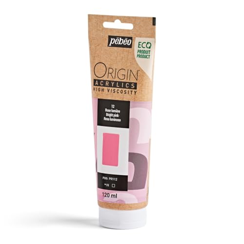 PEBEO Origin Acrylics 120ml Matte Acrylic Paint, Bright Pink | Warm playful pink in matte heavy-body acrylic - impasto texture and easy brushwork on canvas; made in France. - color: Bright Pink