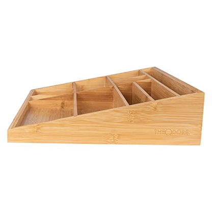 Theodore Bamboo Desk Organizer, 10 Compartment Desktop Organizer for Office Supplies, Mail, Pens and Notebooks, Wooden Countertop Organizer for Home Office Desk