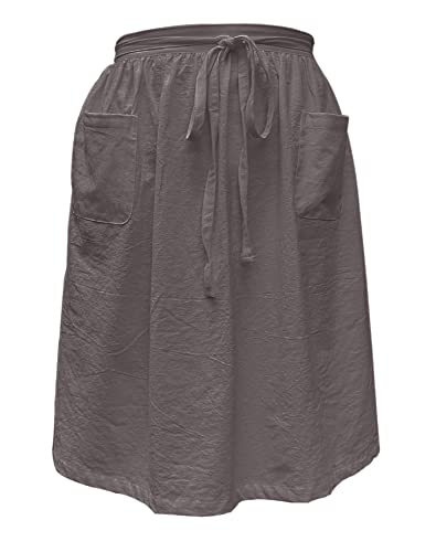 Unisex Chef Aprons White Retro Cotton Maid Short 2 Pockets Waist Waiter Waitress Half Apron - color: Cotton Grey