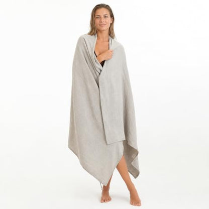 Pure 100% Linen Bath Towel - 30x55-inch Lightweight Travel Towel Flat Weave - color: Light Gray, size: Bath Towel