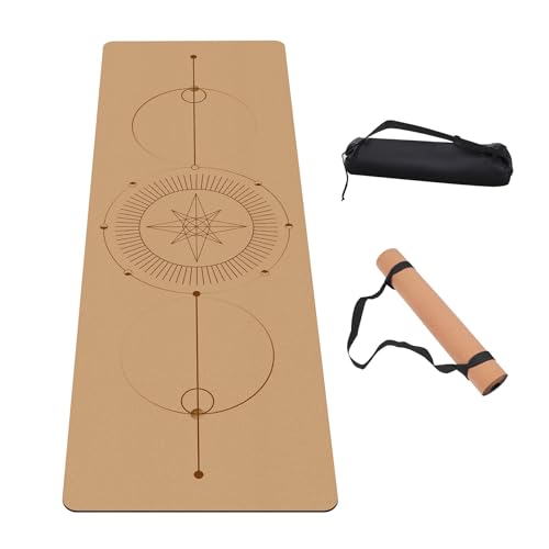 Premium Cork Yoga Mat Non Slip Thick Cork Exercise & Fitness Mat for Yoga, Pilates, & Home Workouts(72" x 24" x 5mm Thick) - color: Cork Mat Star