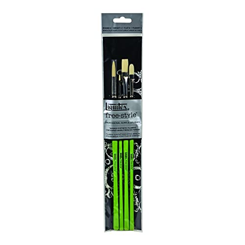 Liquitex Professional Freestyle Traditional Brush 4-Piece Set | Sustainable Synthetic Brush Bristles Retain Their Shape, Non-Slip Ergonomic Handles, Rustproof Stainless Steel Ferrule - size: Set, style: 4 - Piece Set