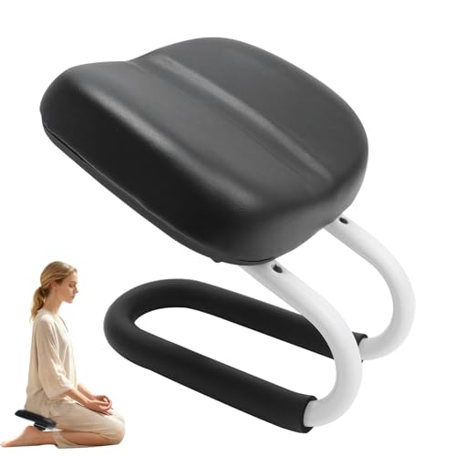 Engorgio Meditation Bench Black, Adjustable Height Meditation Chair, Kneeling Meditation Stool, Seiza Chair, Prayer Bench with Cushion for Home Studio Portable Non-Slip Yoga Stool.