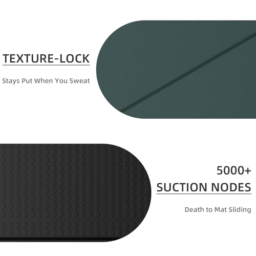 LVME Foldable Yoga Mat, 71"x24"x1/3" Thick(8mm), Non Slip Exercise Mat - color: Forest green+Charcoal