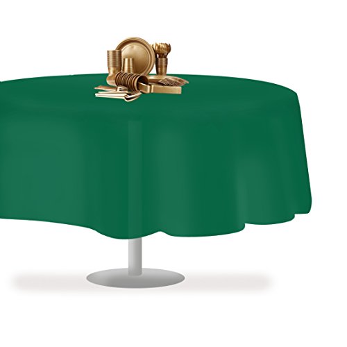 Dark Green 1 Pack Premium Disposable Plastic Tablecloth 84" Inch Round Table Cover - color: Dark Green, size: 1 Pack 84" Round