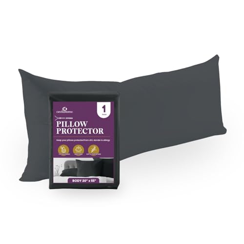 CirclesHome Pillow Protectors Single Pack Body (20 x 55) Zippered - 100% Cotton Breathable Pillowcases - Protects Pillows from Dirt, Dust and Debris (Body- Single Pack - 20x55) - color: 4 - Dark Grey, size: Body (20 x 55 inches) - Set of 1