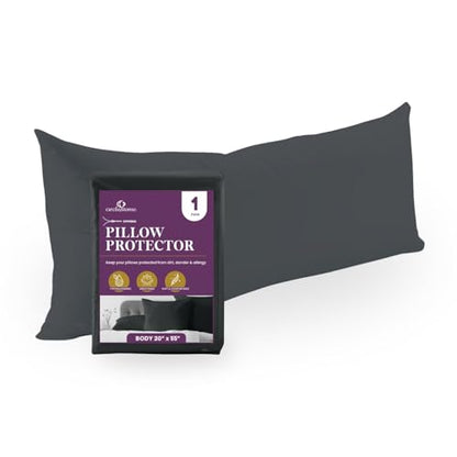 CirclesHome Pillow Protectors Single Pack Body (20 x 55) Zippered - 100% Cotton Breathable Pillowcases - Protects Pillows from Dirt, Dust and Debris (Body- Single Pack - 20x55) - color: 4 - Dark Grey, size: Body (20 x 55 inches) - Set of 1