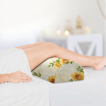 Knee Pillow for Back Sleeping – Half Moon Bolster Pillow for Under Knee While Sleeping Support, Leg & Back Pain Relief (21.5x9x5 Inches) - color: Light Yellow