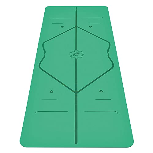 Liforme Travel Yoga Mat - Patented Alignment Design, Advanced Non-Slip Grip | Eco-friendly, Non-Toxic, Sweat-Resistant, long, wide, 4.2mm thick mat for comfort, recommended for Hot Yoga, Free Yoga Bag - color: Green