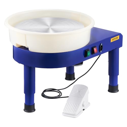 VEVOR 14in Pottery Wheel for Adults Beginners, 0-6in Height-Adjustable, 450W Pottery Forming Machine 60-300RPM Electric Ceramic Wheel, Blue - color: Blue