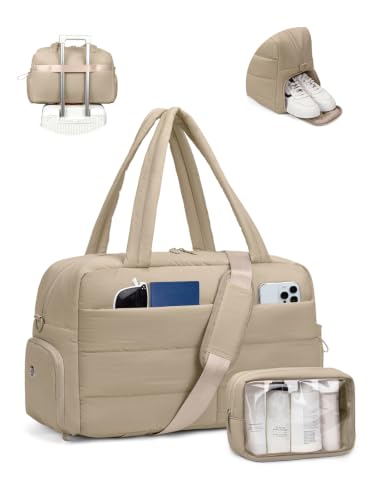 Gitus Travel Duffle Bag for Women Puffer Weekender Bags Carry on Gym Bag - color: Camel