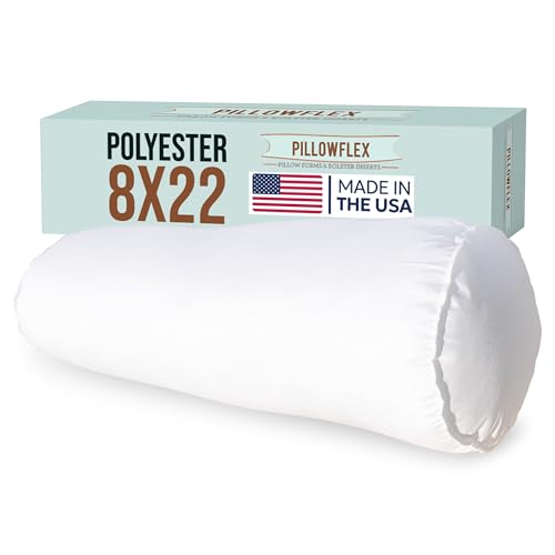 Pillowflex White Bolster Pillow Insert 8x22 in - Soft White Decorative Sham - size: 8 Inch by 22 Inch