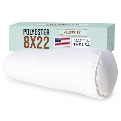 Pillowflex White Bolster Pillow Insert 8x22 in - Soft White Decorative Sham - size: 8 Inch by 22 Inch