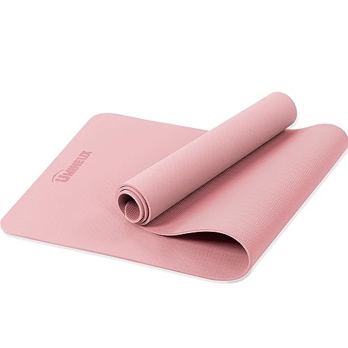 Yoga Mat Non Slip, Pilates Fitness Mats, Eco Friendly, Anti-Tear 1/4" Thick Yoga Mats for Women, Exercise Mats for Home Workout with Carrying Sling and Storage Bag - color: Parfait Pink