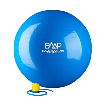 Black Mountain Products Exercise Stability Yoga Ball, Foot Pump, Ball Plug, Plug Puller, 2000 Lbs Static Weight Capacity Antiburst - color: Blue, size: 85cm