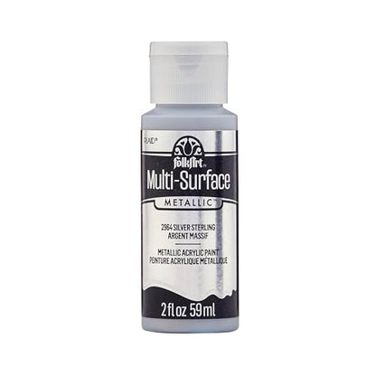 FolkArt multisurface metallic paint, 2 oz, Sterling Silver - color: Sterling Silver, size: 2 Fl Oz (Pack of 1)
